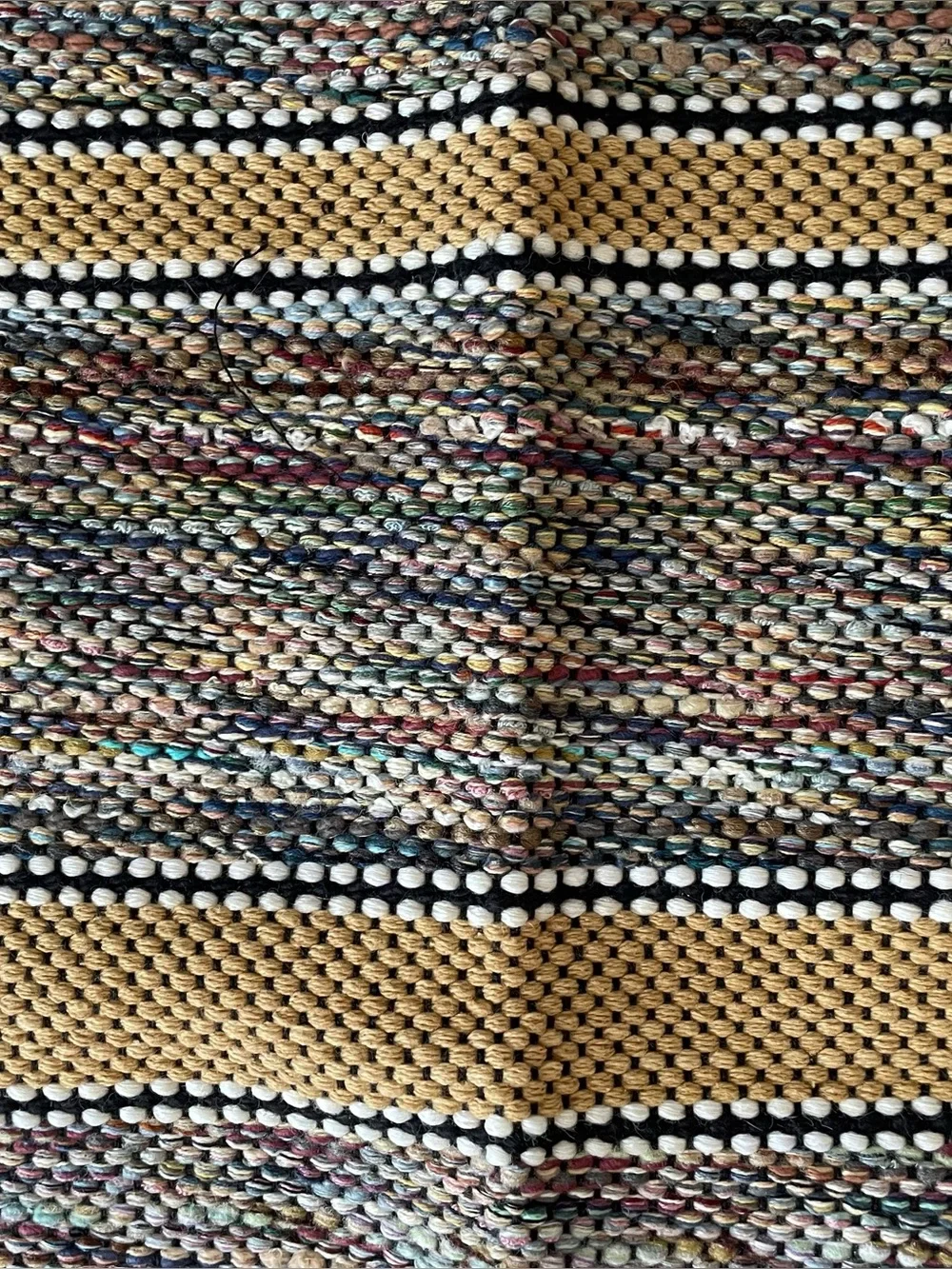 New Old Stock Vintage Mountain View Industries Rag Rug Tan Striped Weave NWT
